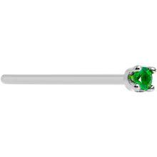 Load image into Gallery viewer, Solid 14K White Gold 1.5mm Genuine Emerald Nose Ring