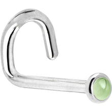 将图片加载到图库查看器,Solid 14K White Gold 2mm Genuine Peridot Nose Ring