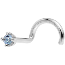 Load image into Gallery viewer, Solid 14K White Gold 1.5mm Genuine Topaz Nose Ring