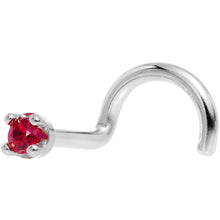 将图片加载到图库查看器,Solid 14K White Gold 1.5mm Diamond Cut Genuine Ruby Nose Ring