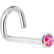 将图片加载到图库查看器,Solid 14K White Gold 2mm Brilliant Pink Synthetic Opal Nose Ring