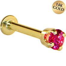 将图片加载到图库查看器,16G Solid 14K Yellow Gold 3mm Red Cubic Zirconia Tragus Earring Stud
