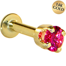 将图片加载到图库查看器,16G Solid 14K Yellow Gold 3mm Red Cubic Zirconia Tragus Earring Stud
