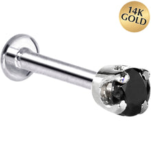 Load image into Gallery viewer, 16G Solid 14K White Gold 3mm Black Cubic Zirconia Tragus Earring Stud