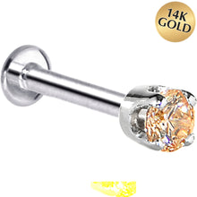 Load image into Gallery viewer, 16G Solid 14K White Gold 3mm Champagne Cubic Zirconia Tragus Earring Stud