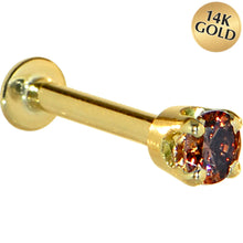 将图片加载到图库查看器,16G Solid 14K Yellow Gold 3mm Brown Cubic Zirconia Tragus Earring Stud