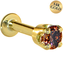 将图片加载到图库查看器,16G Solid 14K Yellow Gold 3mm Brown Cubic Zirconia Tragus Earring Stud