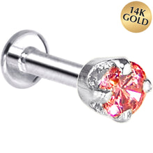 Load image into Gallery viewer, 16G Solid 14K White Gold 3mm Salmon Cubic Zirconia Tragus Earring Stud