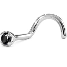 Load image into Gallery viewer, Solid 14K White Gold 1.5mm Genuine Black Diamond Nose Ring