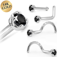 Load image into Gallery viewer, Solid 14K White Gold 1.5mm Genuine Black Diamond Nose Ring
