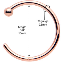 Load image into Gallery viewer, 20G 3/8 Solid 18K Rose Gold Nose Hoop