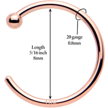 将图片加载到图库查看器,20G 5/16 Solid 18K Rose Gold Nose Hoop