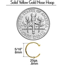 Load image into Gallery viewer, 20G 5/16 Solid 18K Yellow Gold Nose Hoop