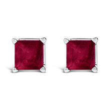 将图片加载到图库查看器,14K White Gold 5x5MM Princess Cut Purple Amethyst Solitaire Stud Earrings