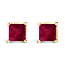 将图片加载到图库查看器,14K White Gold 5x5MM Princess Cut Purple Amethyst Solitaire Stud Earrings