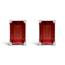Load image into Gallery viewer, 14K White Gold 6x4MM Emerald Shaped Amethyst Solitaire Stud Earrings