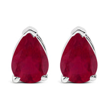 Load image into Gallery viewer, 14K White Gold 6x4MM Pear Shaped Purple Amethyst Solitaire Stud Earrings