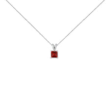 Load image into Gallery viewer, 14K White Gold 5x5 MM Square Shaped Purple Amethyst Solitaire Pendant Necklace