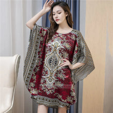 将图片加载到图库查看器,Plus Size Nightgown Sleepwear Women's Summer Nightwear Robe Lady Sexy Nightdress Silk Rayon Loose Bathrobe Gown Home Dress