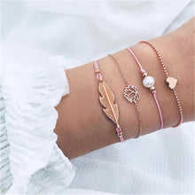 Load image into Gallery viewer, Fashion Bohemia Leaf Round Knot Cuff Bangle Gold Chain Charm Bracelet for Women Simple Geometric Bracelets Luxury Jewelry