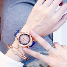 将图片加载到图库查看器,Women Elegant Popular Watch Set Starry Sky Ladies Bracelet Watch Casual Leather Sports Quartz Wristwatch For Women and Girls