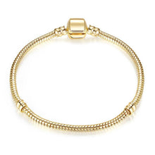 Load image into Gallery viewer, Luxury Modern High Quality Authentic Silver Color Snake Chain Fine Bracelet Fit European Charm Bracelet for Women With Heart and Star