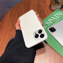 Load image into Gallery viewer, Genuine Leather Case for iPhone 13 Pro Classic Pattern Real Leather Full Coverage High-end Luxury Glossy Leather Couple Soft Case For iPhone 14 11 12 13 Pro Max 7 8 Plus 2 iPhone Cover