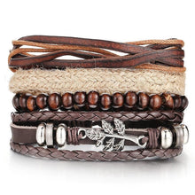 将图片加载到图库查看器,BOHO Tibet Stone Feather Multilayer Leather Bracelet Eye Fish Charms Beads Bracelets For Men Vintage Punk Wrap Wristband Cool Jewelry