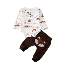 Load image into Gallery viewer, Luxury Modern Trend Style Newborn Baby Boy Girl Fox print Tops Romper Long Pants Autumn Outfits Clothes For Girls And Boys
