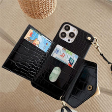 将图片加载到图库查看器,Attractive Luxury Love Black Lanyard Phone Case for iPhone 12 13 Mini 7 8 Plus 11 Pro Max X XS XR Cover Handbag Case with Card Holder Lanyard Adjustable Strap Cover For iPhone