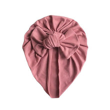 Load image into Gallery viewer, Handamde Elegant Baby Hats for Girls Big Bow Turban Hat Newborn Baby Beanie Cap Solid Color Style