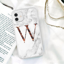 Load image into Gallery viewer, White A-Z Marble Texture Phone Cover For Iphone 12 Mini Soft Silicone Back Case Solid Name Phone Case Luxury Screen Camera Protection Shockproof Soft Cover