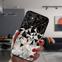 Load image into Gallery viewer, Unique Abstract Ultra Thin Sparkle Soft Silicone Case For iPhone XS Max 8 7 Plus X XR 6 6S 5S Mini Black Phone Case Marble Geometric Art Soft Silicone Cover
