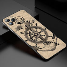 将图片加载到图库查看器,Anchor Boat Ship Wheel Phone Case For iPhone 13 12 Mini 11 Pro XS Max XR X 8 7 6S 6 Plus 5S 5 SE 2020 Black Cover Custom Anchor Hard Back Cover Case