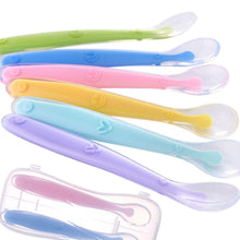 Load image into Gallery viewer, Baby Soft Silicone Spoon Candy Color Temperature Sensing Spoon Children Food Baby Feeding Tools Unique Design Perfect Gift