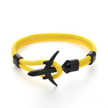 Load image into Gallery viewer, Elegant Modern Fashion Black Anchor Luxury Bracelets For Men And Women Charm Rope Chain Couple Bracelet Metal Airplane Leather Hooks Homme Jewelry