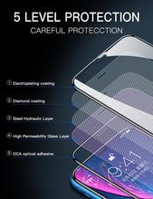 Load image into Gallery viewer, 20D Full Cover Tempered Glass For iPhone 11 12 13 mini Pro X XR XS Max Screen Protector For iPhone 6 7 8 Plus SE Protective Film HD Clear Easy Installation Frame 9H Hardness Bubble Free Anti-Scratch & Anti-Fingerprint