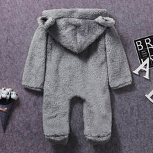 将图片加载到图库查看器,New Winter Trend Warm Newborn Baby Boy Solid Hooded Baby Romper Warm Coat Fleece Jumpsuit Infant Outwear For Boys And Girls