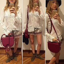 Load image into Gallery viewer, BOHO INSPIRED blouse white cotton lace floral embroidery women's shirt loose boho style v-neck long sleeve tunic sexy tops