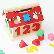 将图片加载到图库查看器,Children's Colour Wooden House With Shape Children Early Educational Model Assembling Blocks Develop Intelligence Game Toy