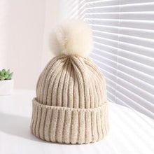 将图片加载到图库查看器,Winter Warm Baby Hat Fur Pompom Knitted Baby Hat Cap Infant Toddler Kids Hat Beanie In Modern Designer Style