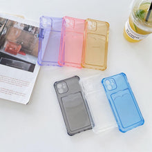 Load image into Gallery viewer, Transparent Wallet Case For iPhone 14 13 12 Pro Max Mini Shockproof Cover with Card Slots Pockets Slim Fit Thin Protective Soft Shock-Absorbing Lightweight Wallet Case