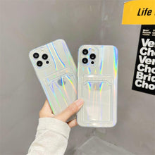Load image into Gallery viewer, Gradient Rainbow Charming Case For iPhone 13 11 12 Pro Max XS XR 7 8 Plus Transparent Cover with Wallet Card Holder Case Soft Cover for iPhone