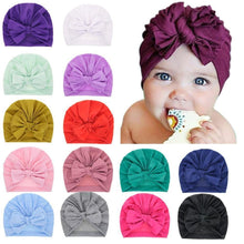 Load image into Gallery viewer, Modern Luxury Baby Girl Lovely Soft Winter Big Bow Turban Bonnet Cotton Caps For Girls Baby