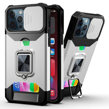 将图片加载到图库查看器,Slide Camera Cover Kickstand Card Wallet Case for iPhone11 X XS 8 Shockproof Protective Phone Case Wallet Case for iPhone With Sliding Camera Case With Kickstand Magnetic Adjustable Ring Holder