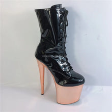将图片加载到图库查看器,8"20cm Super High Heel Waterproof Platform Dance Shoes Front Lace-up Head Ankle Boots Low Leg Winter Autumn Steel Pipe Plastic