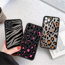 将图片加载到图库查看器,Leopard Print Elegant Pattern Protective Phone Case Translucent Hard Back With Silicone Leopard Pattern Phone Case For Iphone 11 Pro Max 12 13 Mini X Xs Max 7 8 Plus Mobile Phone Protective Case
