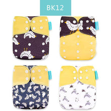 Load image into Gallery viewer, 4pcs/set Washable Eco-Friendly Cloth Diaper Cover Adjustable Nappy Cloth Diapers Cloth Nappy For Baby Boys and Grils Baby