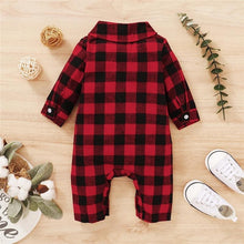 Load image into Gallery viewer, Spring Autumn Newborn Cotton Casual classic Plaid Collar Jumpsuit for Baby Boys / Girls In Elegant Retro Modern Style