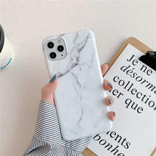 Load image into Gallery viewer, White Gray Marble Slim Soft Clear Bumper Full-Body Protective Phone Case Cover Glossy Marble Texture Cover for iPhone 11 14 Pro Max 14Plus 12 13 Mini X XR XS Max Soft Back Case